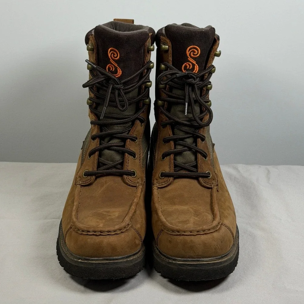 SHE Outdoor Womens Brown Leather Waterproof Hunting Boots Moc Toe Size 9